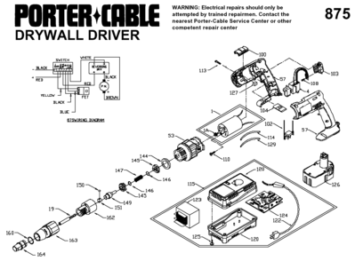 Page A Diagram and Parts List for 9875 1 Porter Cable Electric Drill